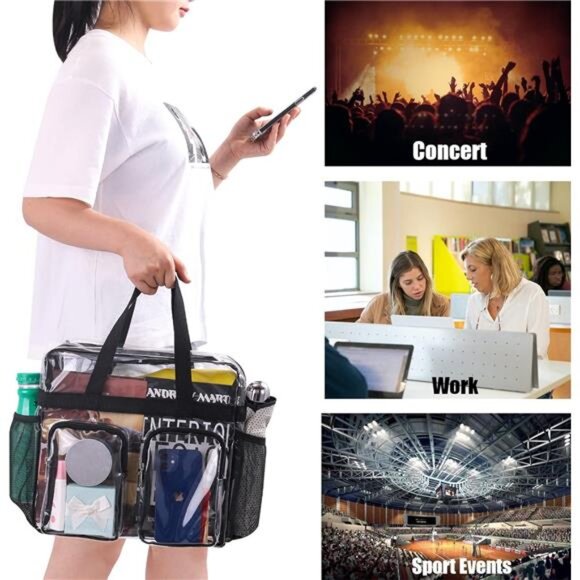 Clear Tote Bag Clear Bag Stadium Approved 12x6x12 Stadium Bag for Work, Sports - Picture 6 of 7